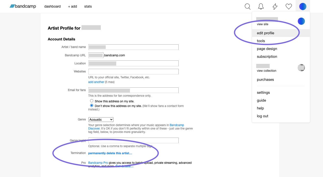 How do I delete my artist or label account? Bandcamp Help Center