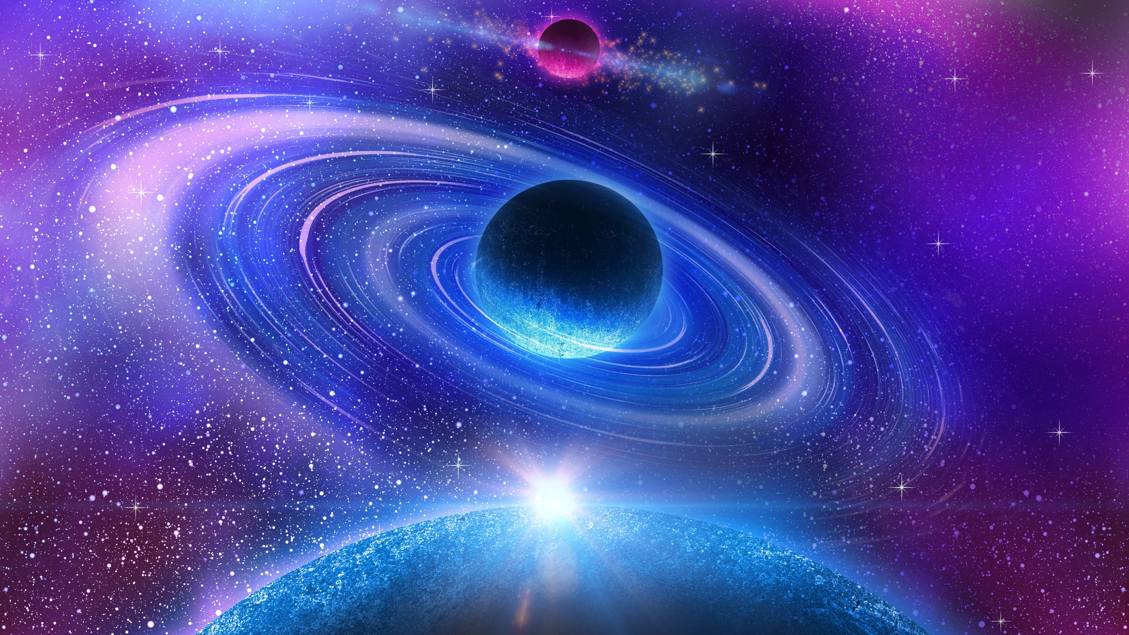 Fond d'écran galaxie, planète, espace, nébuleuse, cercle