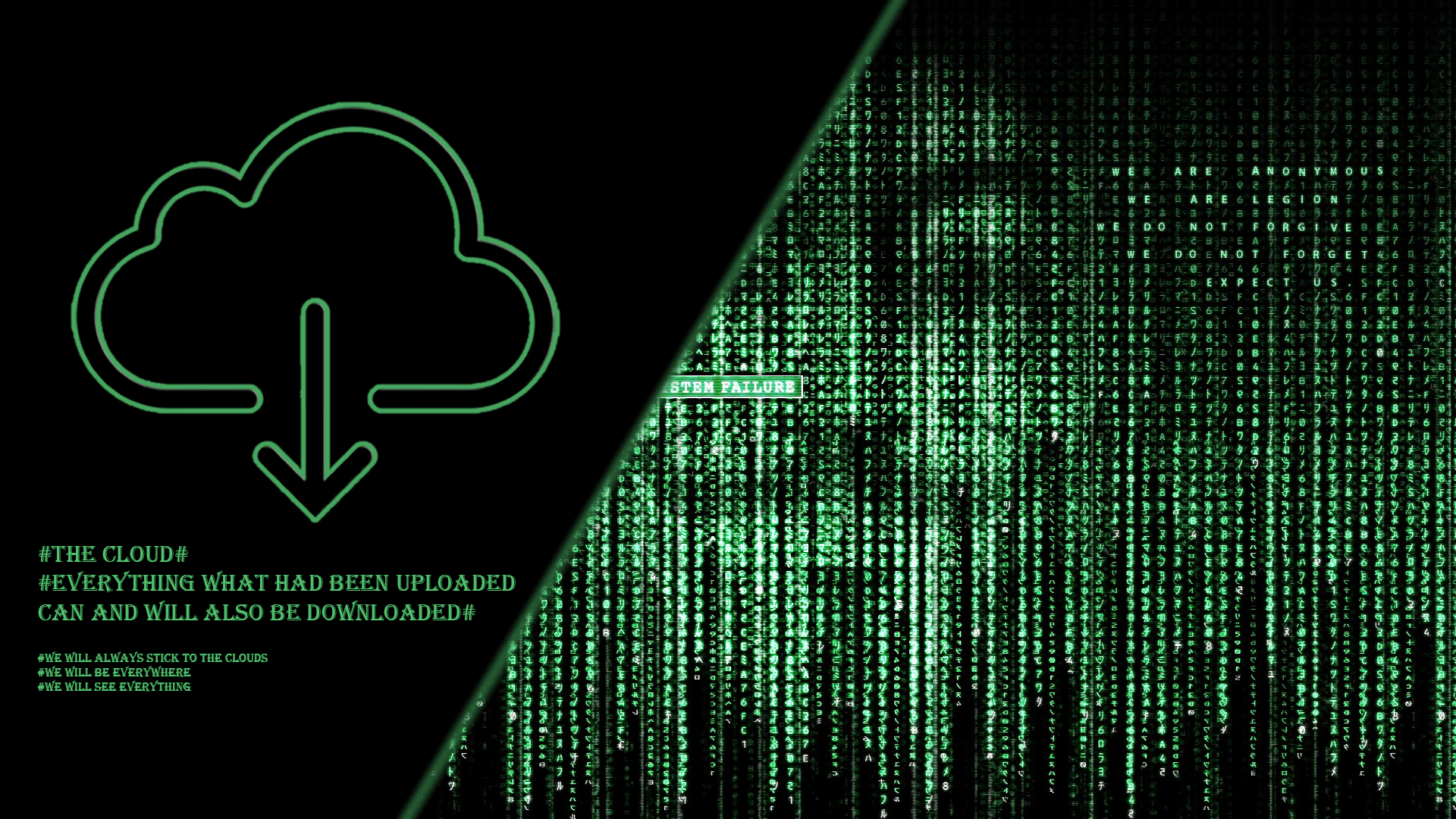 Wallpaper hacking, green, Anonymous, clouds, code 1920x1080 Djermo