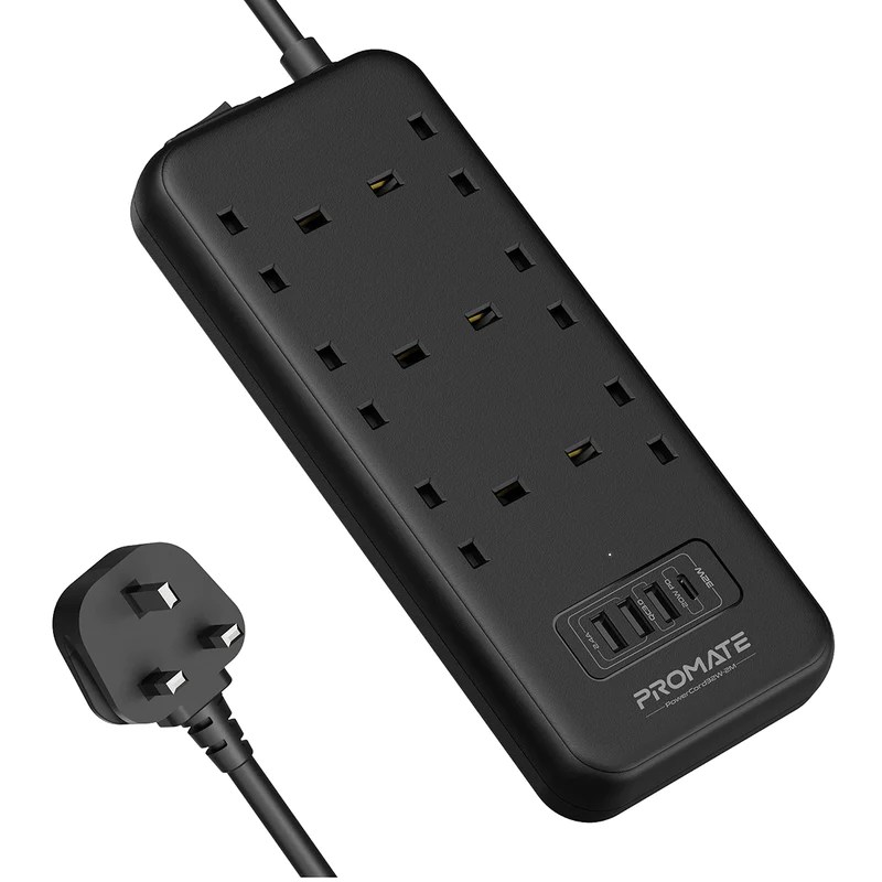 Promate 6Outlet Surge Protected Power Strip with 20W Power Delivery