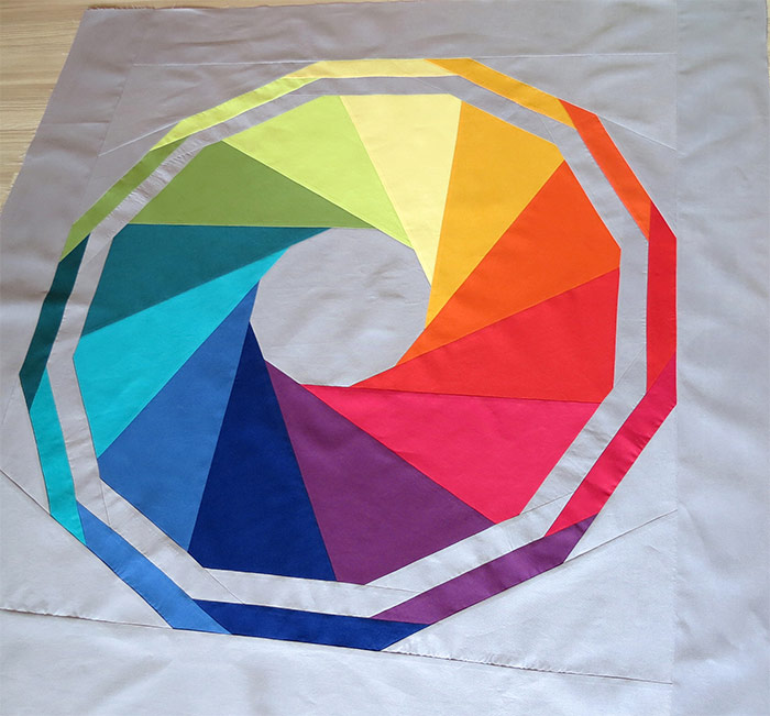 Modern geometric patchwork quilt pattern