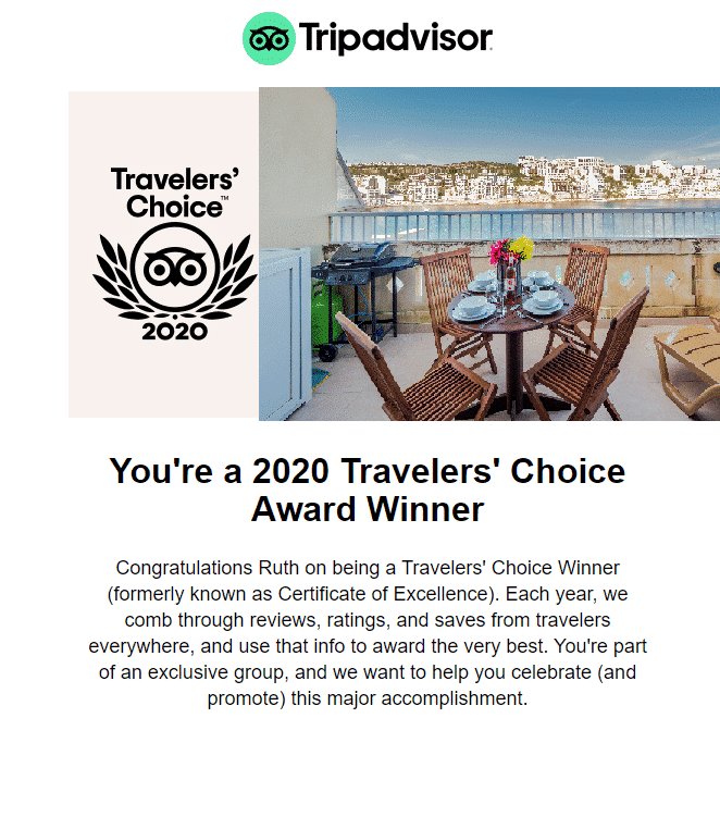 Tripadvisor Travelers' Choice Awards 2020 Getaways