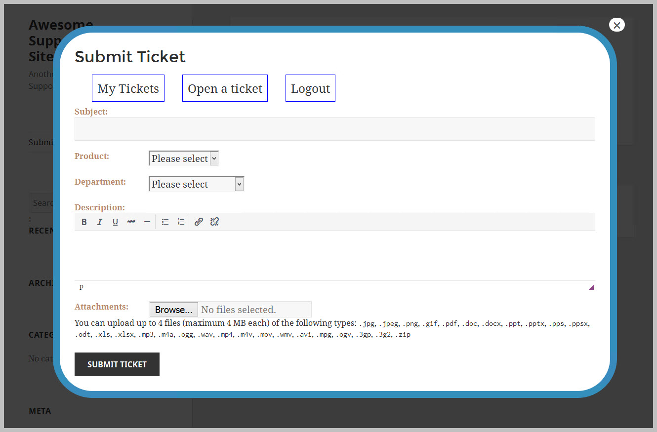 Show Your Ticket Form In A Popup Awesome Support