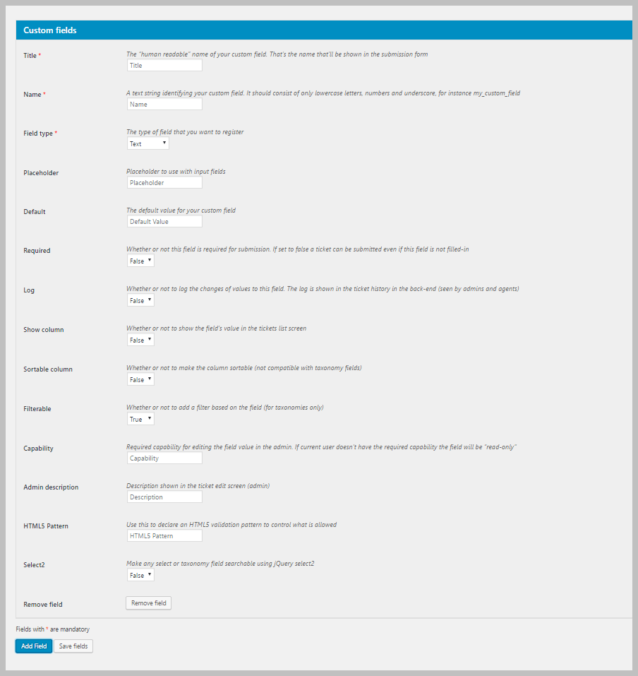 Custom Fields for Awesome Support