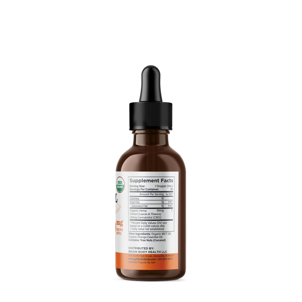 Orange Peel Organic CBD Tincture 0.0 THC Brain Body Health