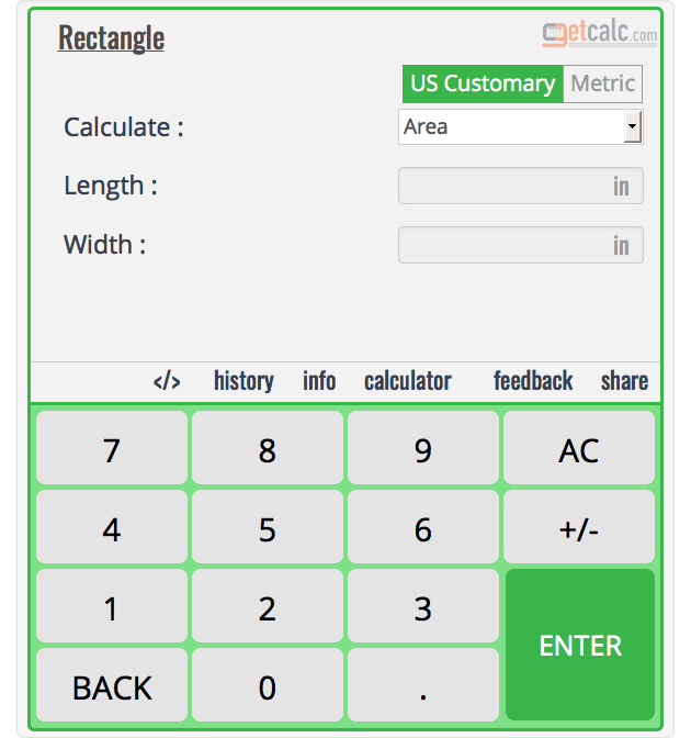 Rectangle Diagonal Calculator for length = 7 & width = 4 workout