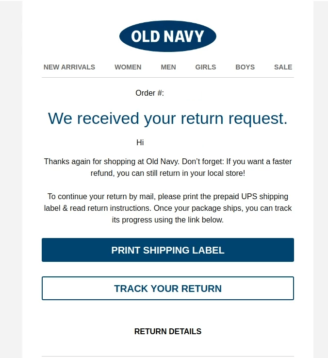 How to return Old Navy orders with Getcho