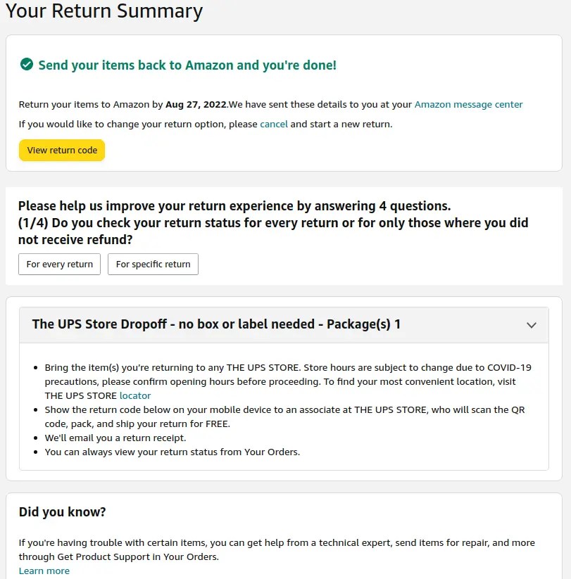 How to Return Amazon orders with Getcho