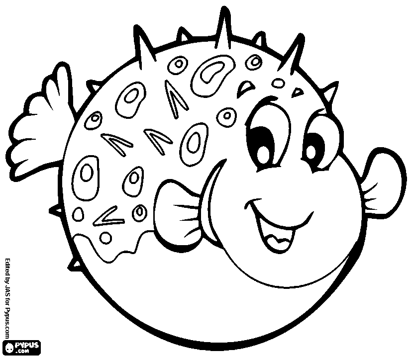 Printable Puffer Fish Coloring Page ~ Diamond Shape Outline Coloring