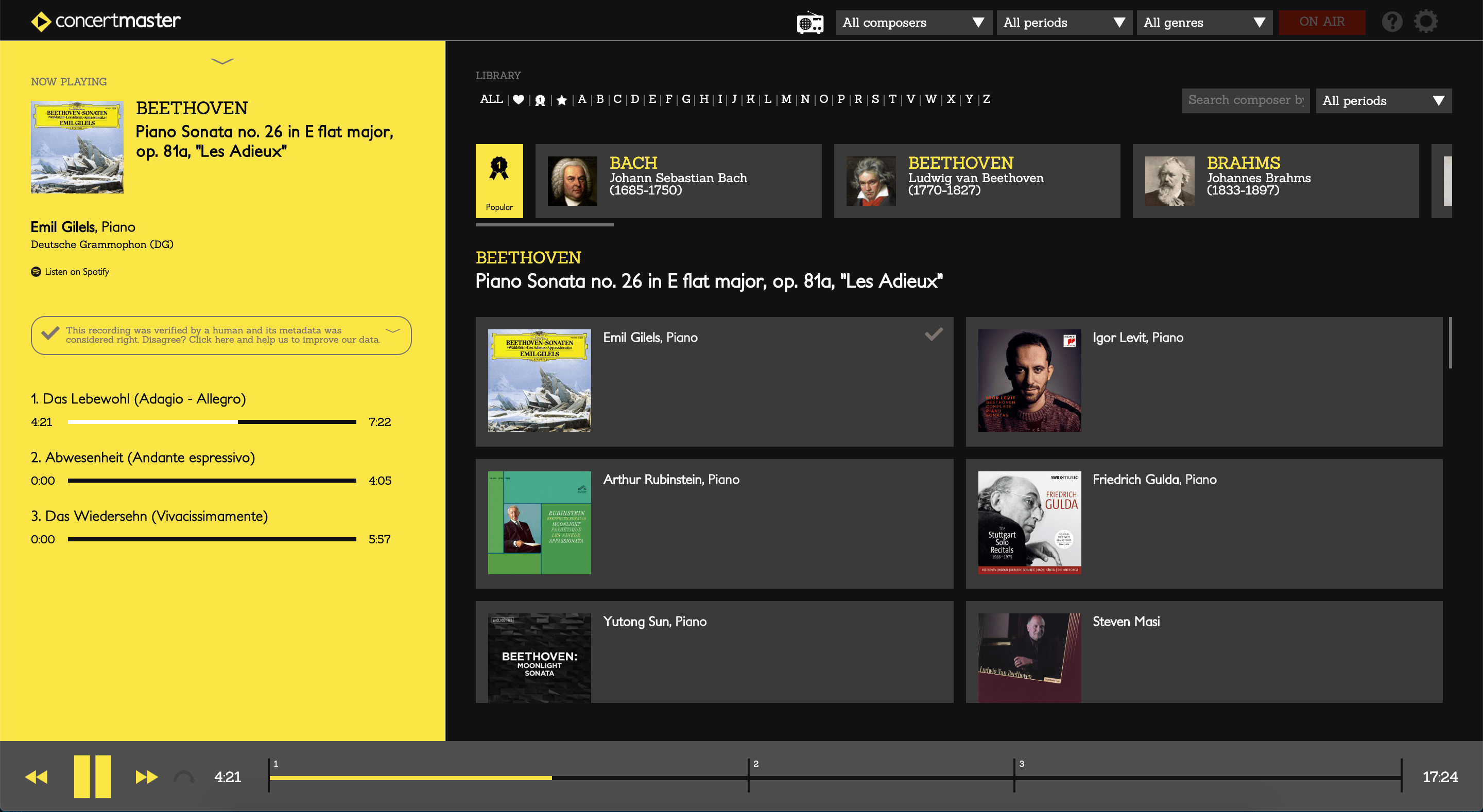 Concertmaster Classical music frontend for Spotify