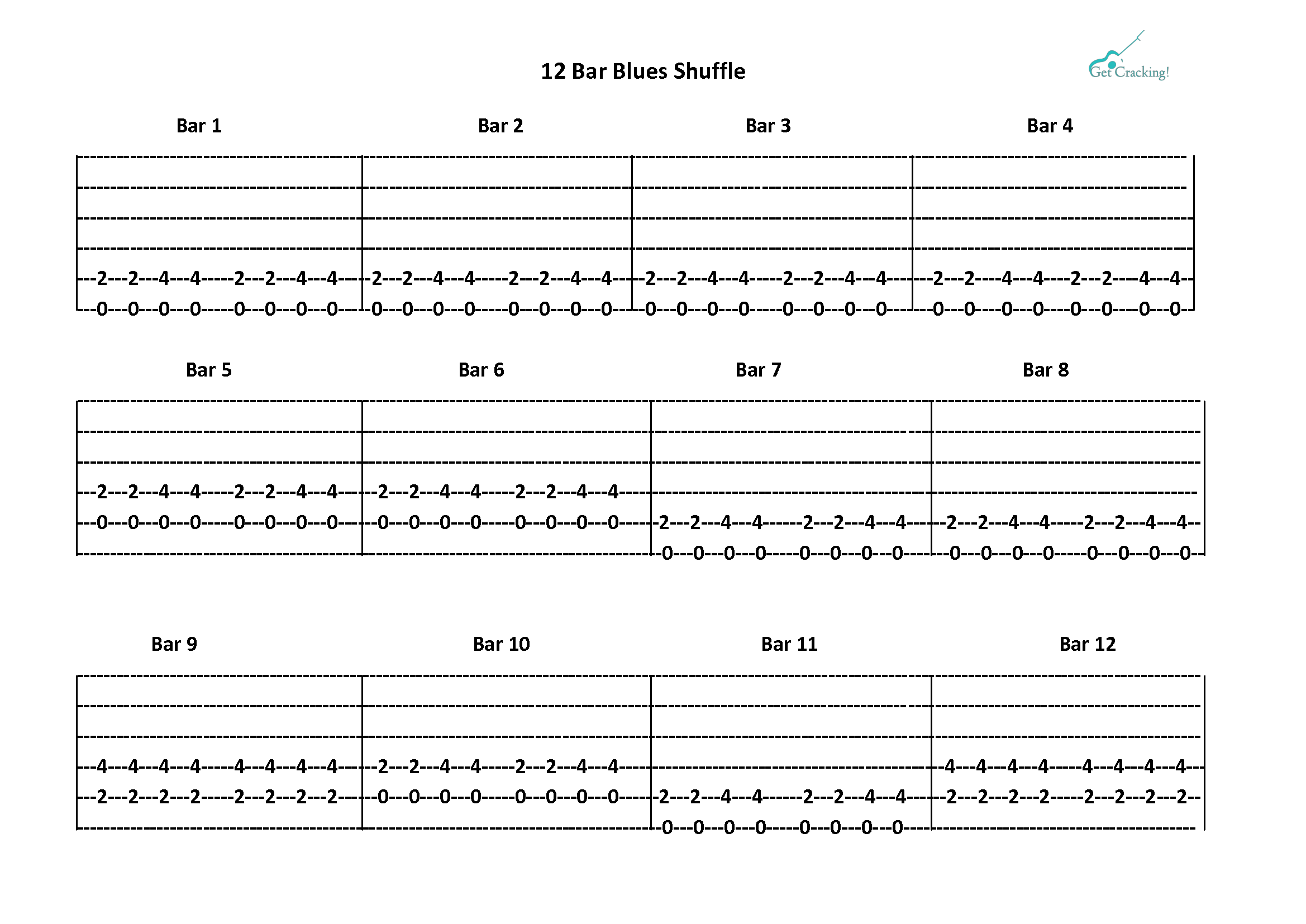 12 Bar ShuffleTabs getcrackingguitar