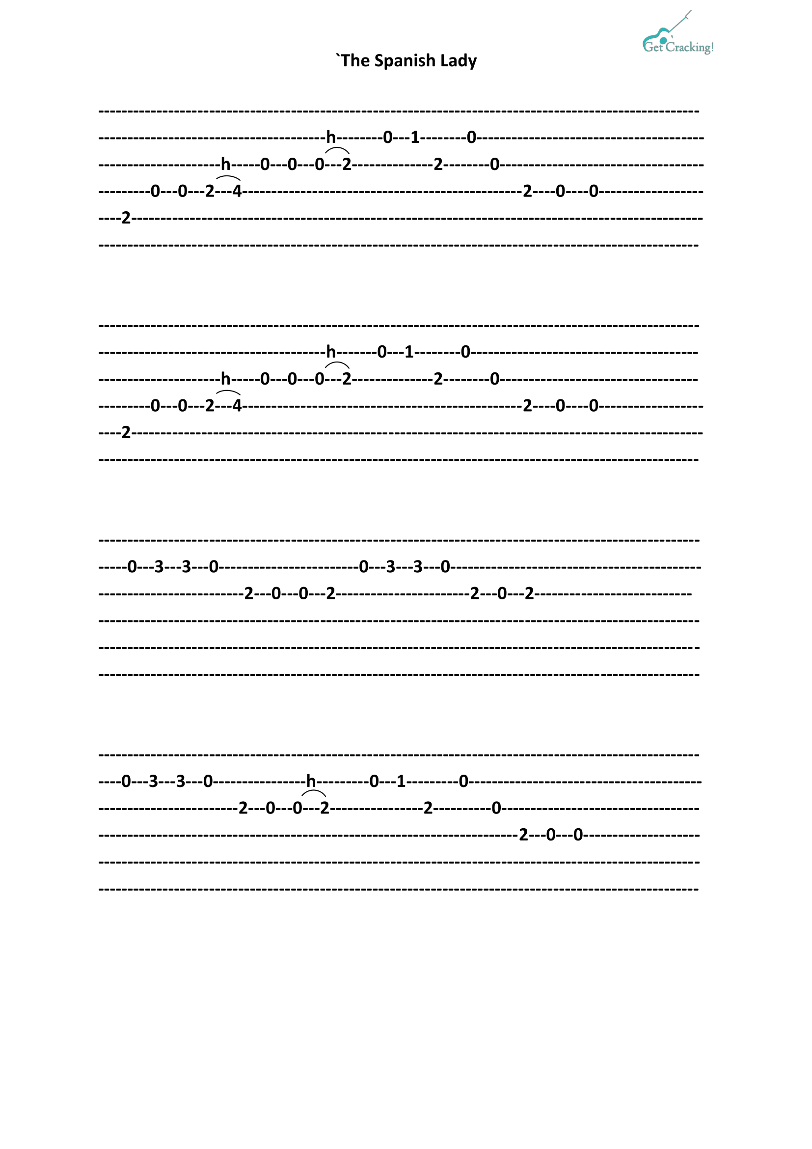 The Spanish Lady tabs getcrackingguitar
