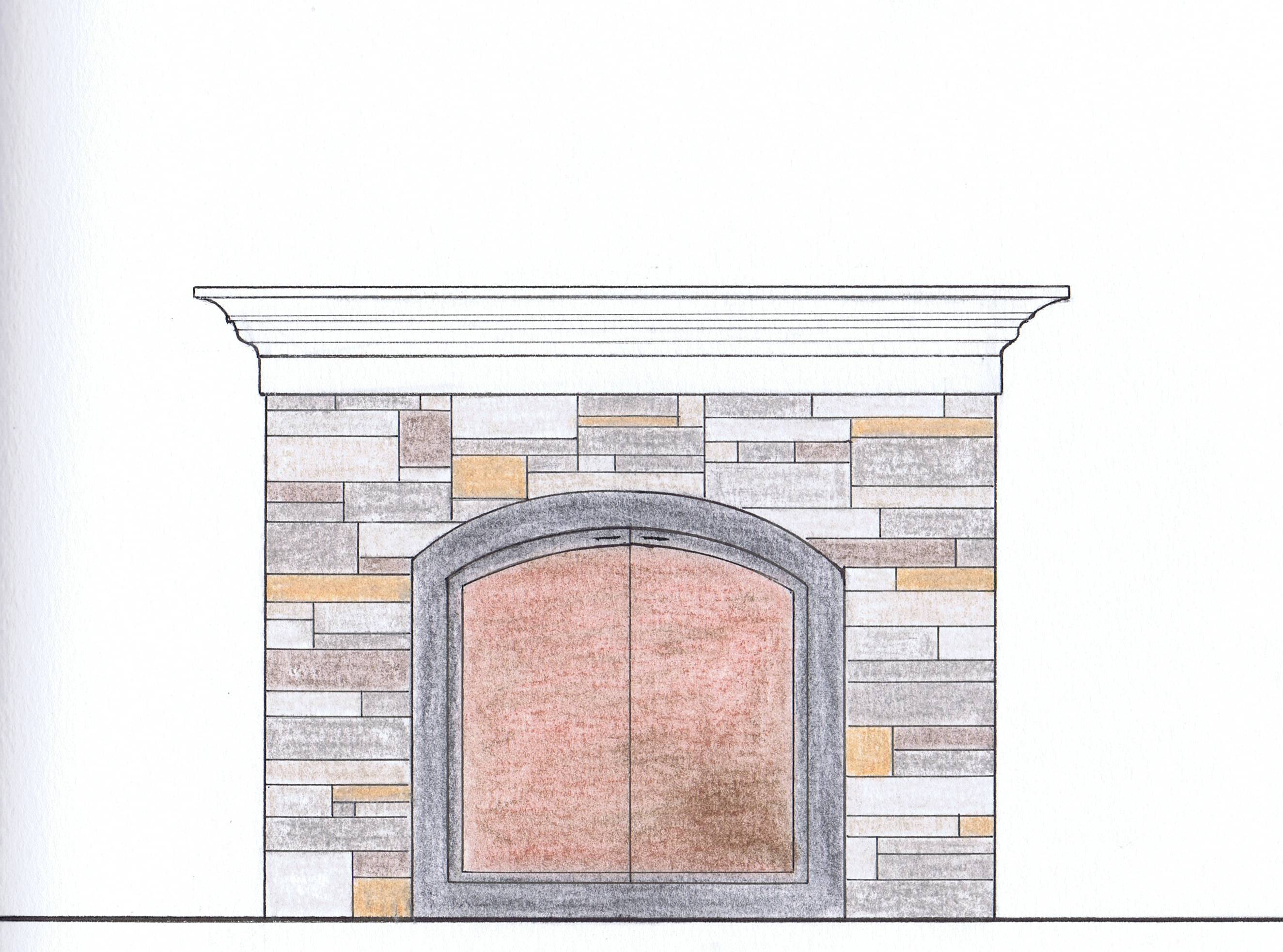 Brick Fireplace Drawing Free Wallpaper