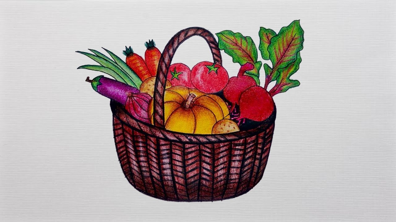 Vegetable Basket Drawing at GetDrawings Free download