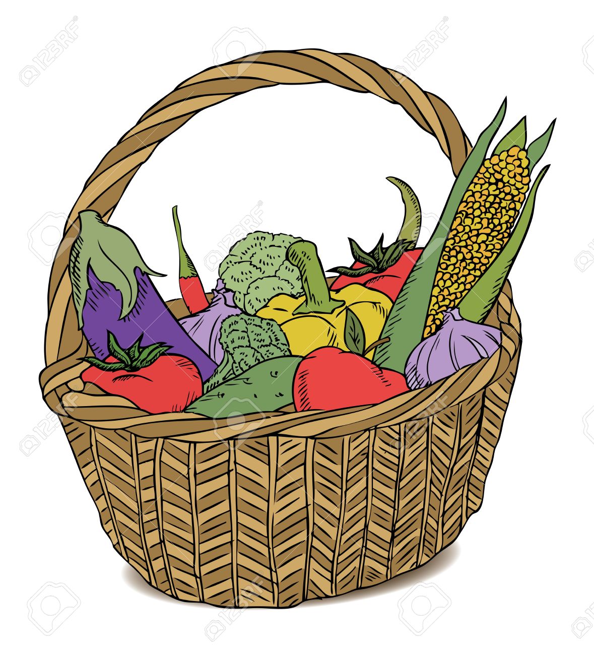 Vegetable Basket Drawing at GetDrawings Free download