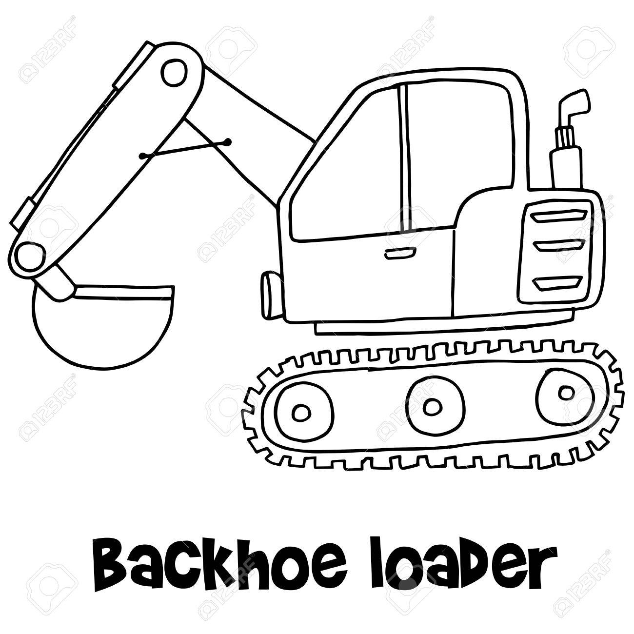 Drawing Loader Backhoe Sketch Coloring Page