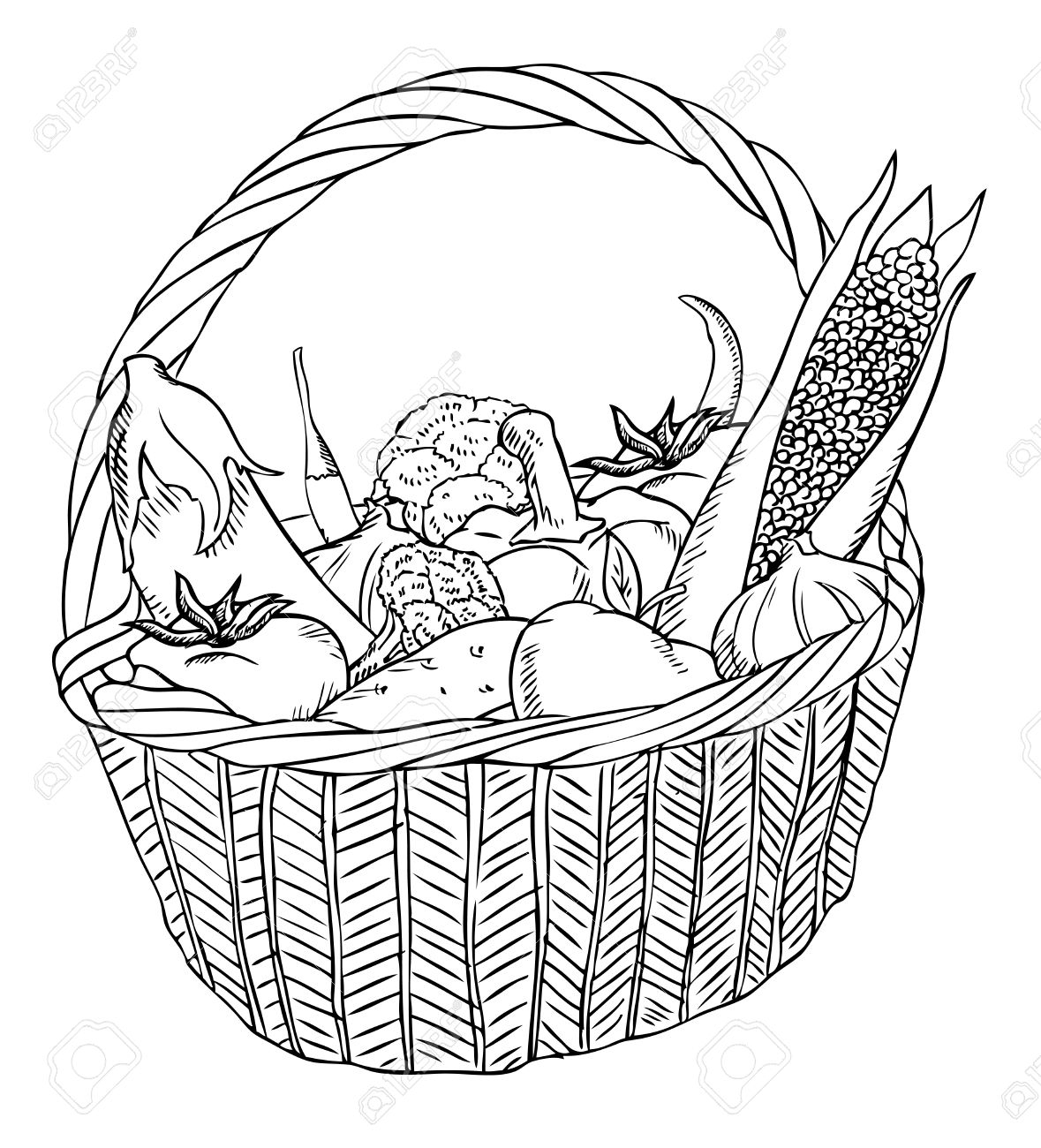 Empty Bushel Basket Page Coloring Pages