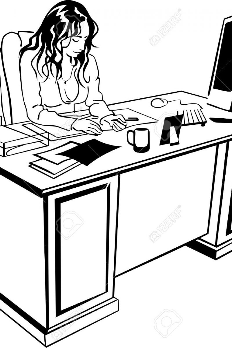 How To Draw A Girl Sitting At A Desk Computer Desk Drawing at GetDrawings Free download