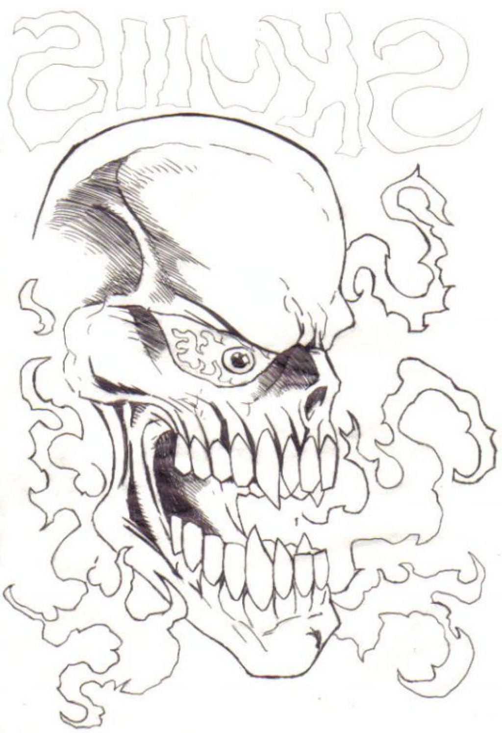 Flaming Skulls Drawing at GetDrawings Free download