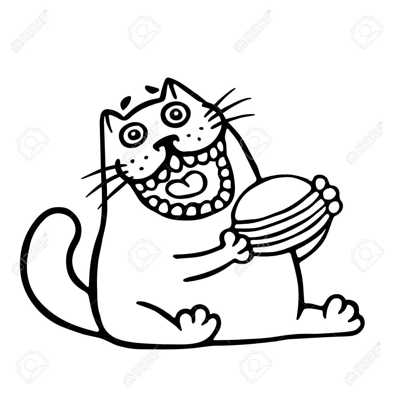 cat on top of a burguer coloring pages printable