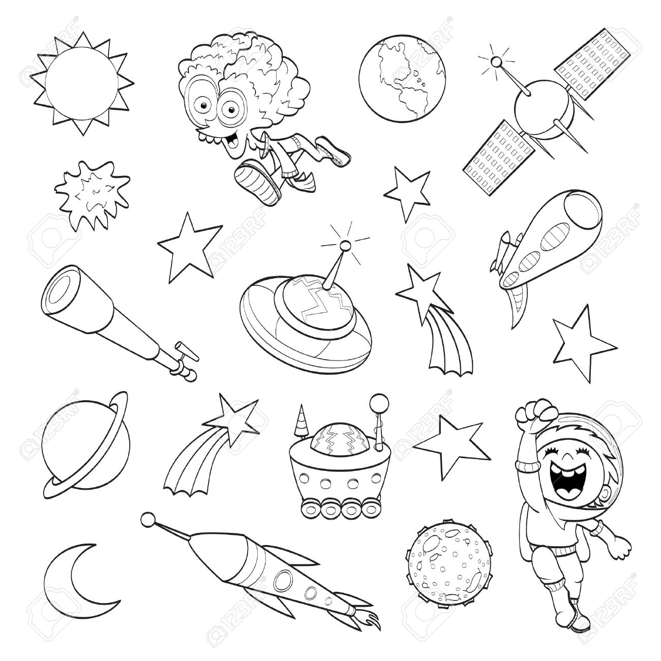 Space Coloring pages. 100 Printable Colorings pages