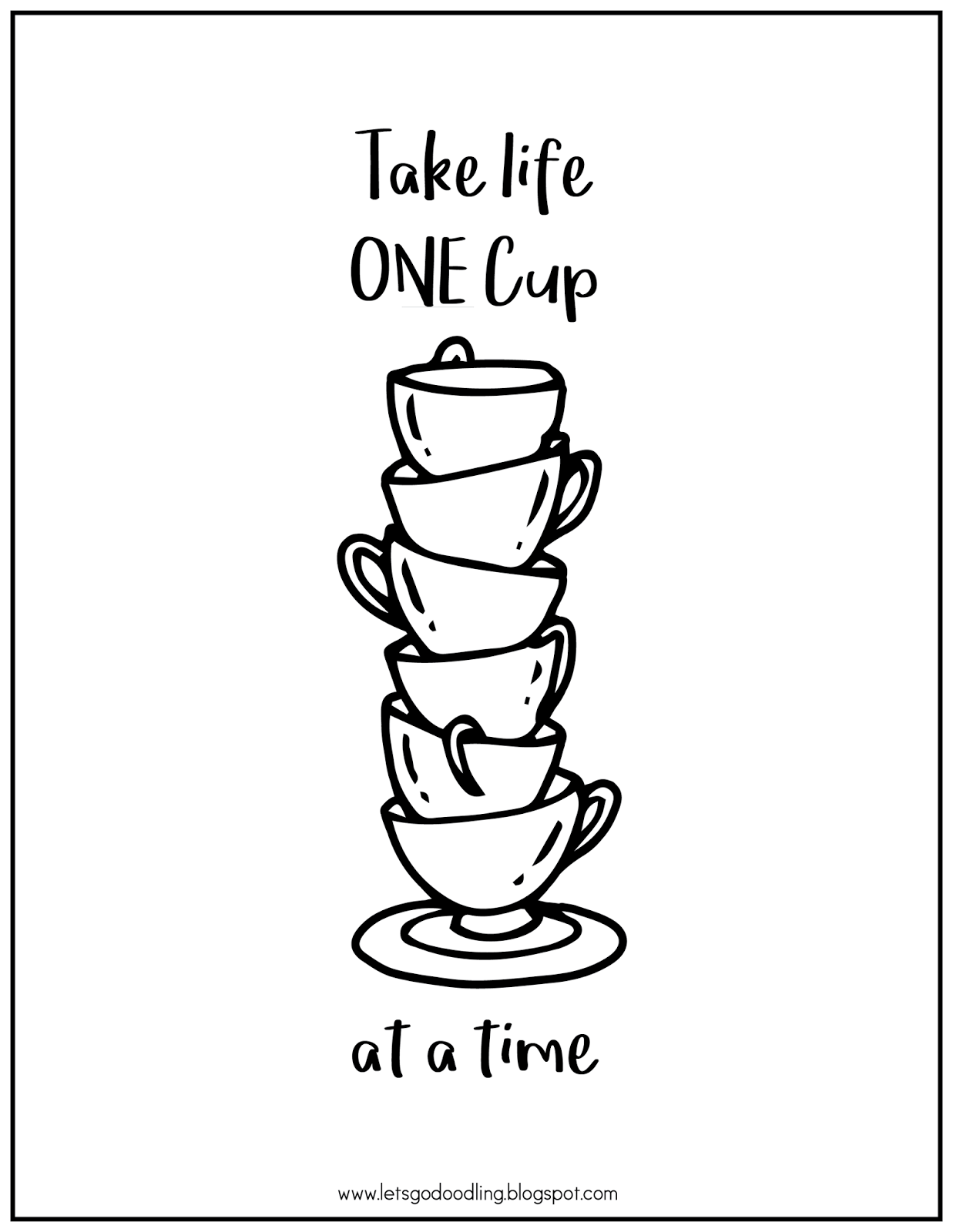 Stacked Tea Cups Coloring Pages Sketch Coloring Page