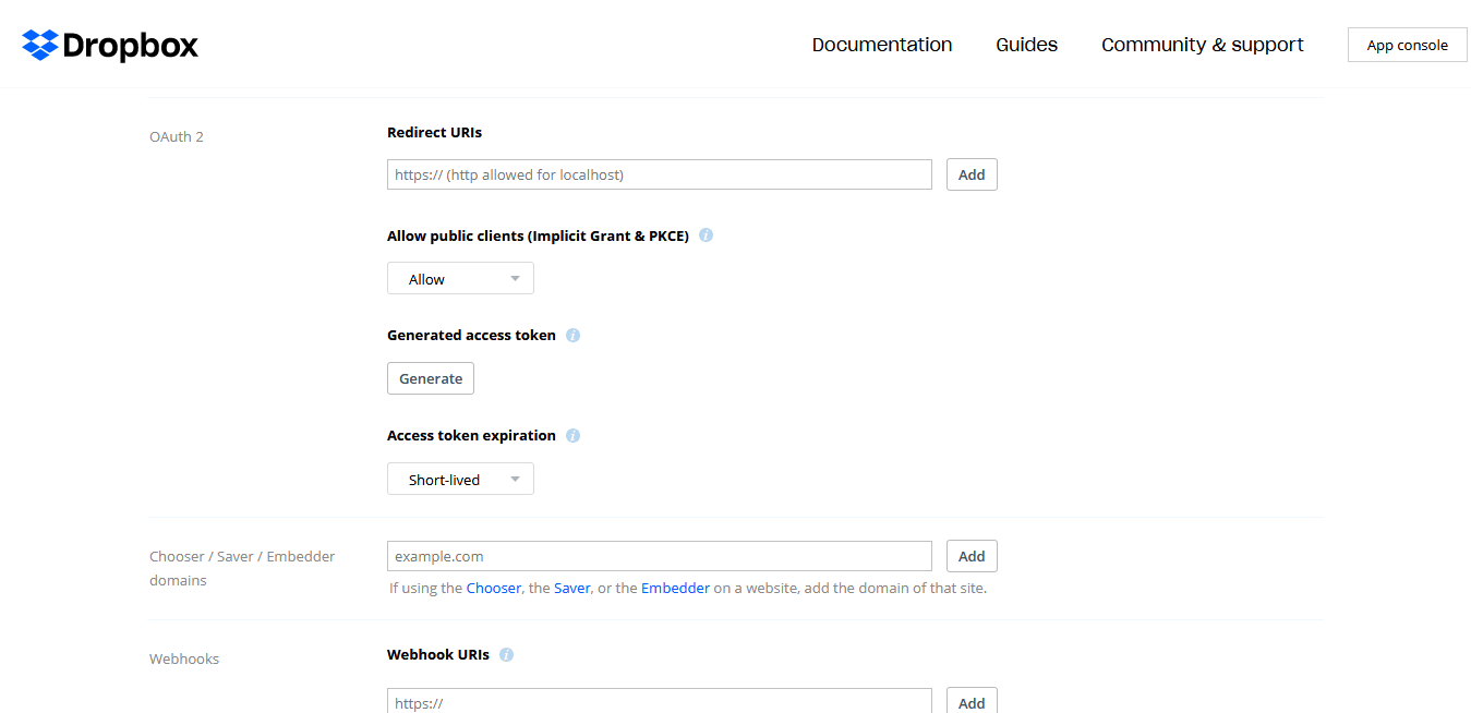 Generate Access Token in Dropbox