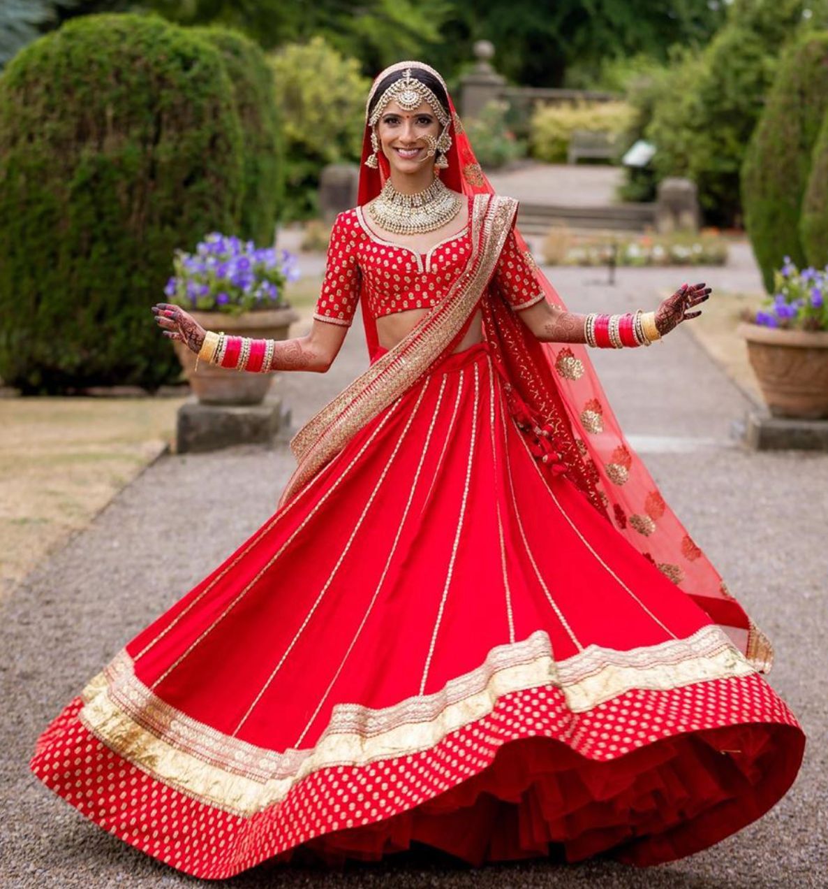 Plain Red Lehengas