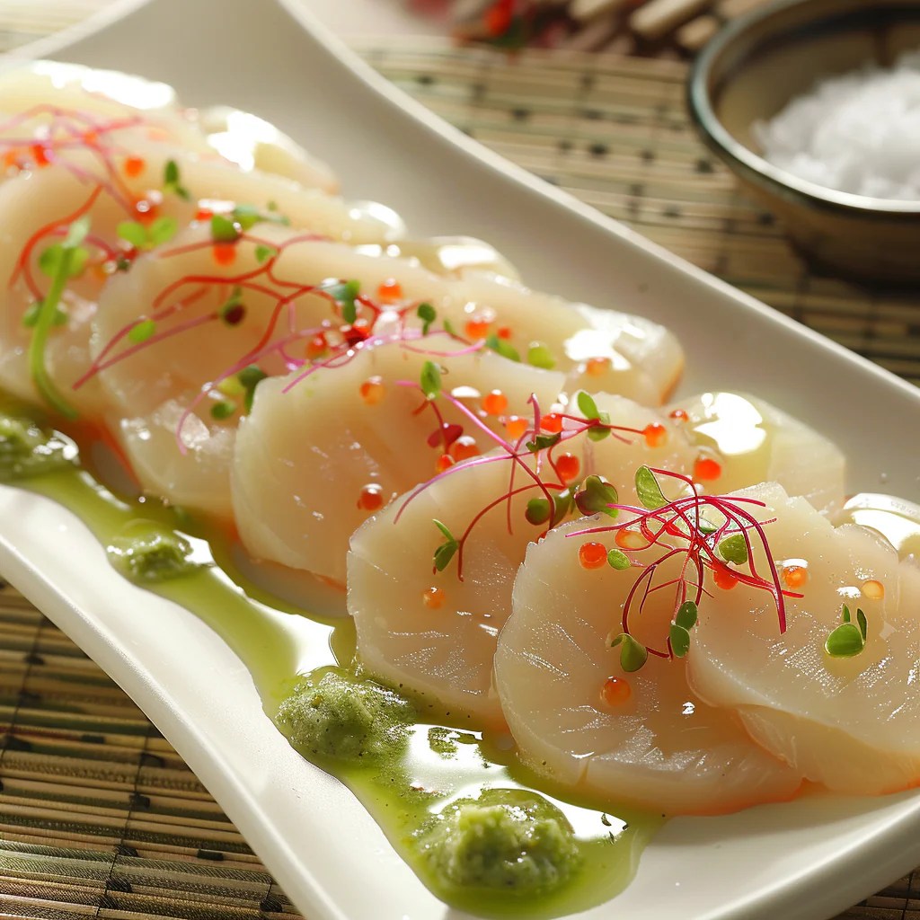 Silky Scallop Sashimi with Zesty WasabiLime Dressing Recipe Getfish