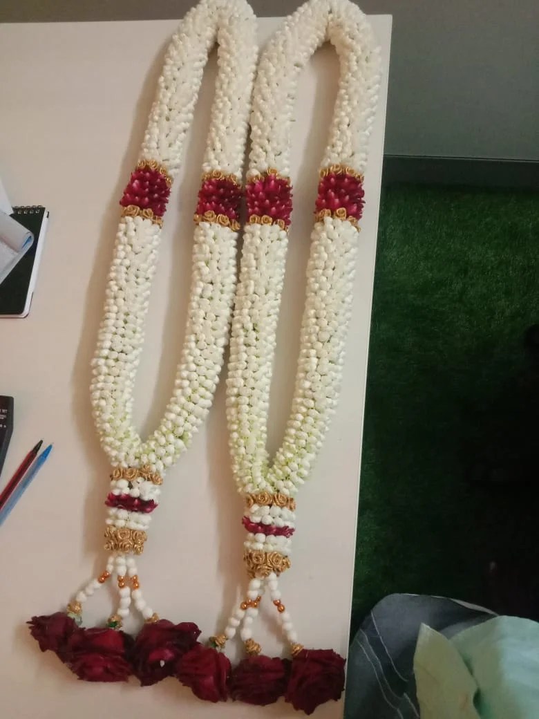 Jasmine & Red Rose Petals Garland GetFlowersDaily