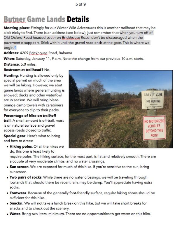 Piedmont Butner Gamelands GetGoing NC!