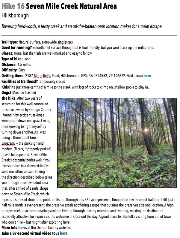 Triangle Seven Mile Creek Natural Area GetGoing NC!