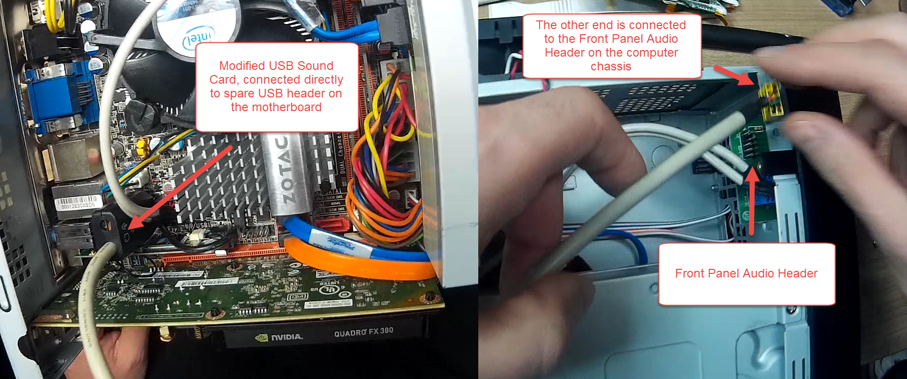 On board audio not working bypass it with USB sound card or DAC