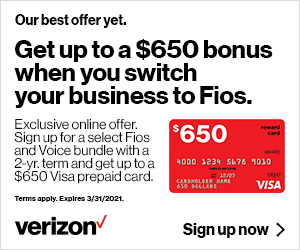 Verizon Fios Deals For New Customers 2023 Verizon Fios Business Internet Deal ($650 Visa Prepaid Card) - Feb 2021