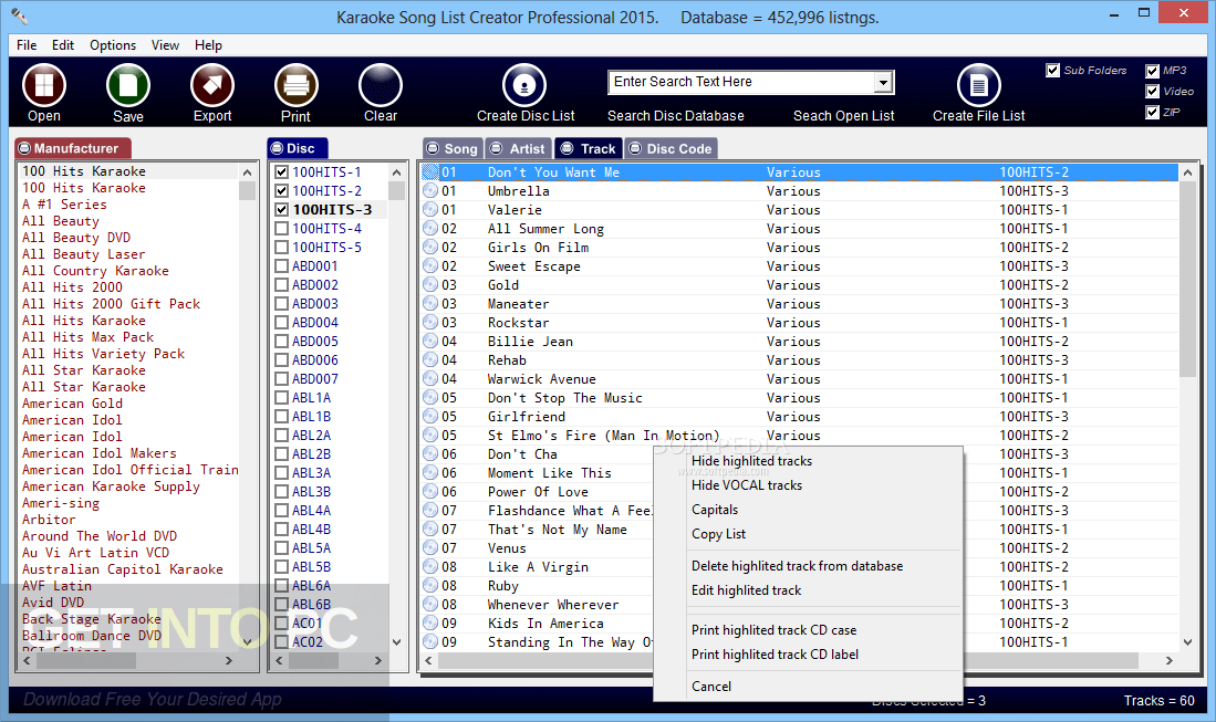 Karaoke Song List Creator Free Download