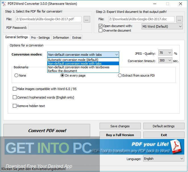 7PDF PDF2Word Converter Free Download