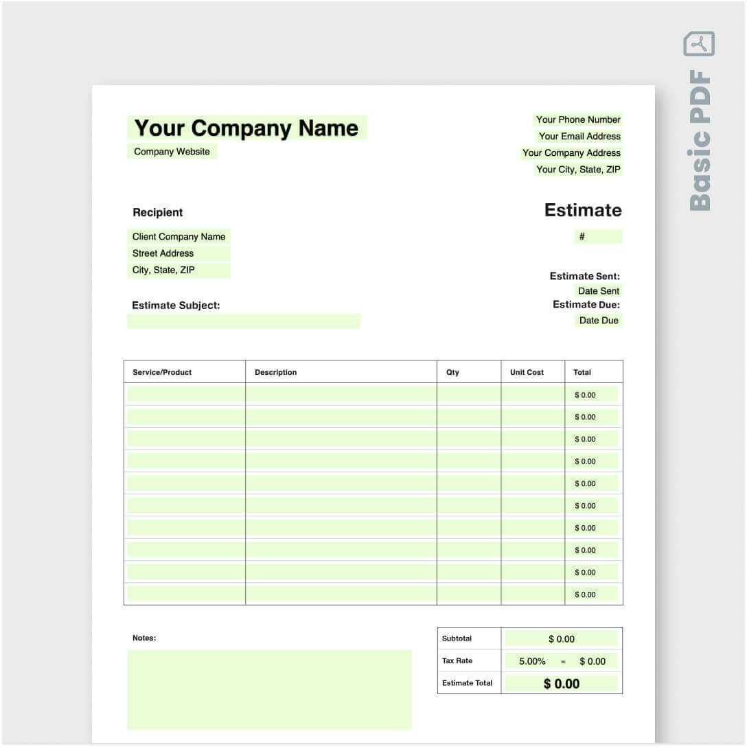 Commercial Cleaning Bid Sheet