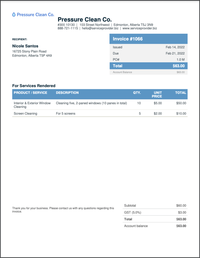 Free Window Cleaning Invoice Template Edit & Download Jobber