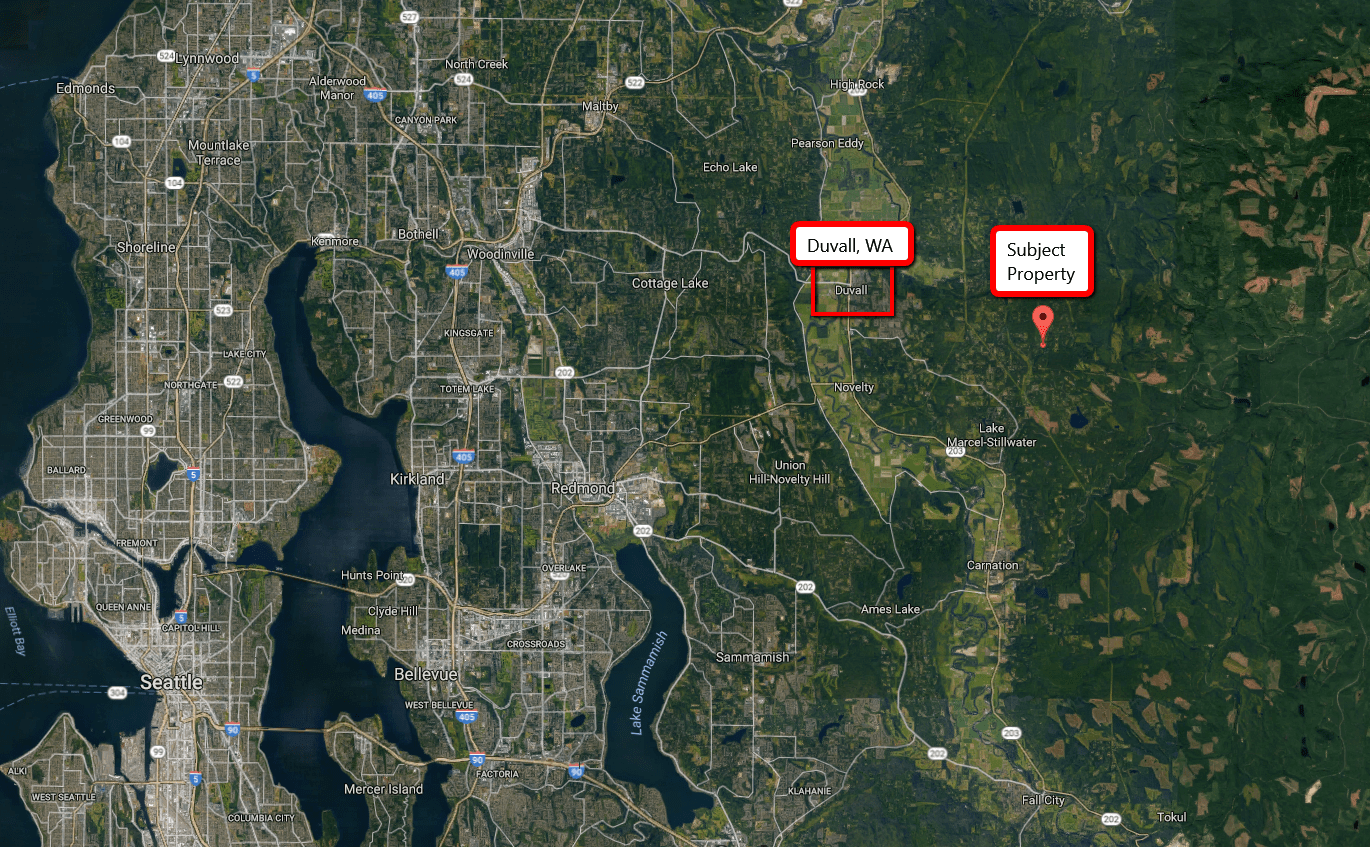 PRIME 4.46 ACRE PROPERTY KING COUNTY, WA JUST EAST OF DUVALL, WA (VALUED OVER 125,000