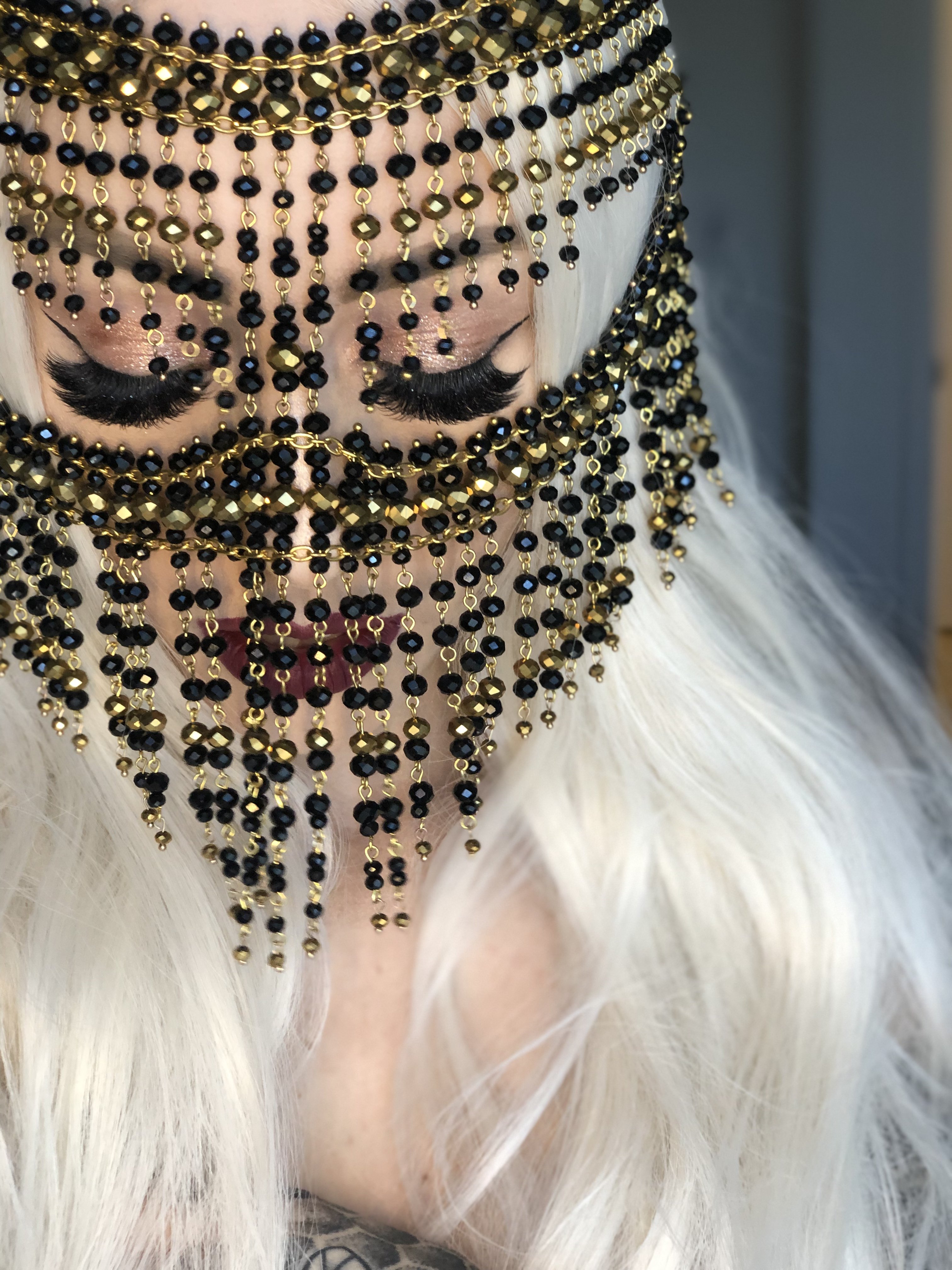 Tribal Face Chain Golden Leyla, Burqa Face Mask GetMan Jewelry