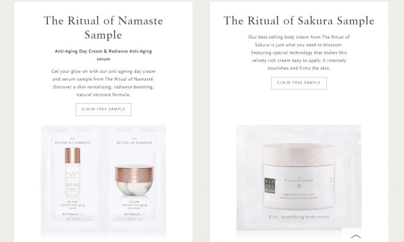 FREE Rituals Body Cream & Antiaging Day Cream & Serum Samples Get me
