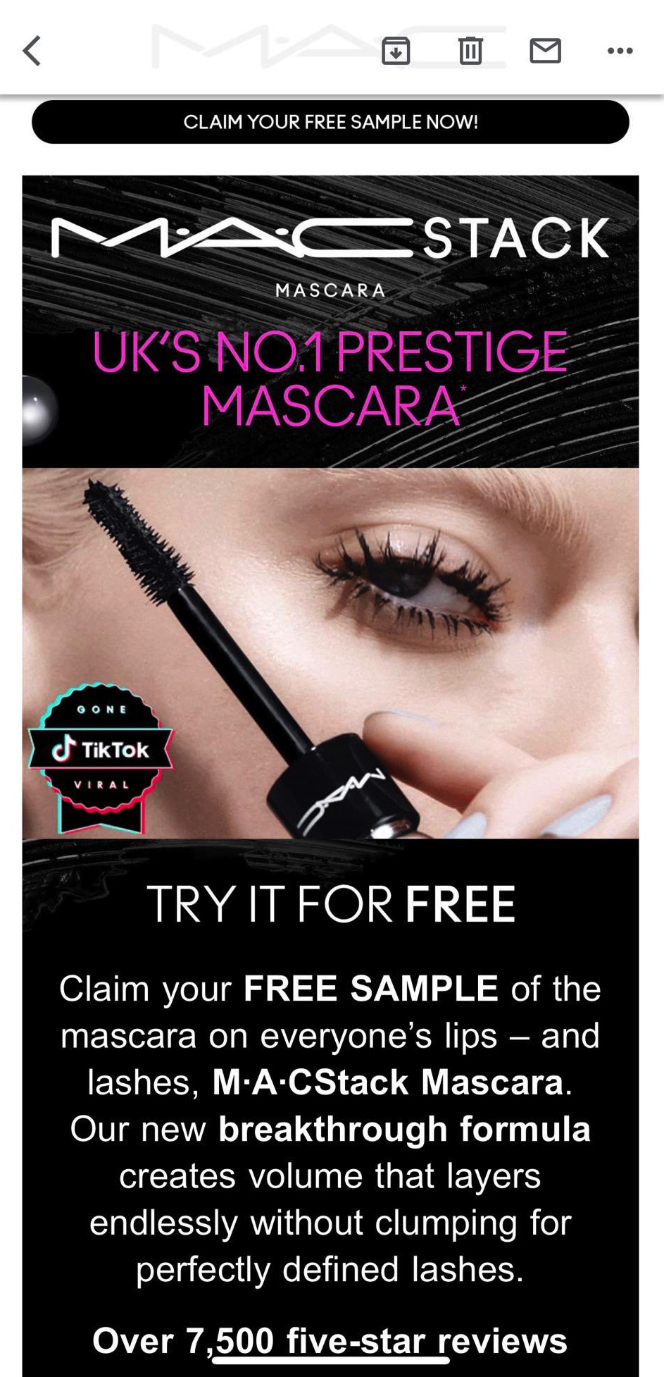 Free MAC Mascara sample Get me FREE Samples