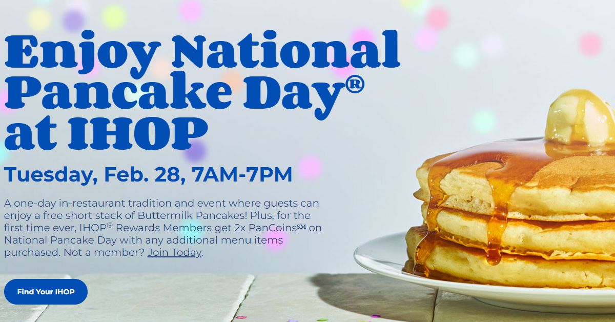 IHOP Free Pancakes National Pancake Day 2023 Get me FREE Samples
