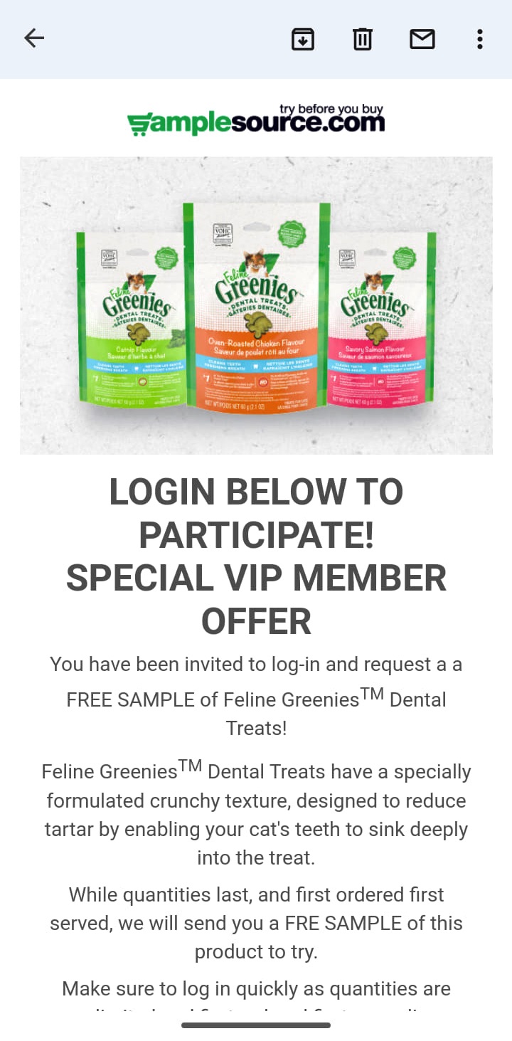 Feline Greenies Dental Treats sample Get me FREE Samples