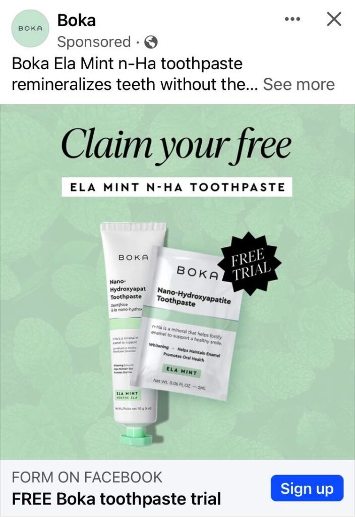 Boka Toothpaste sample Get me FREE Samples