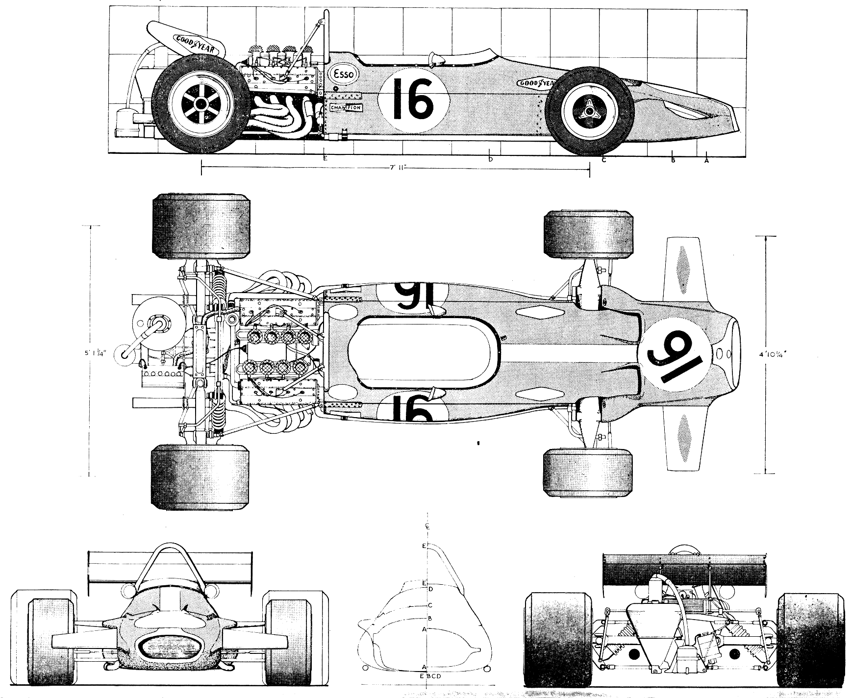 1969 Brabham BT33 F1 Formula blueprints free Outlines