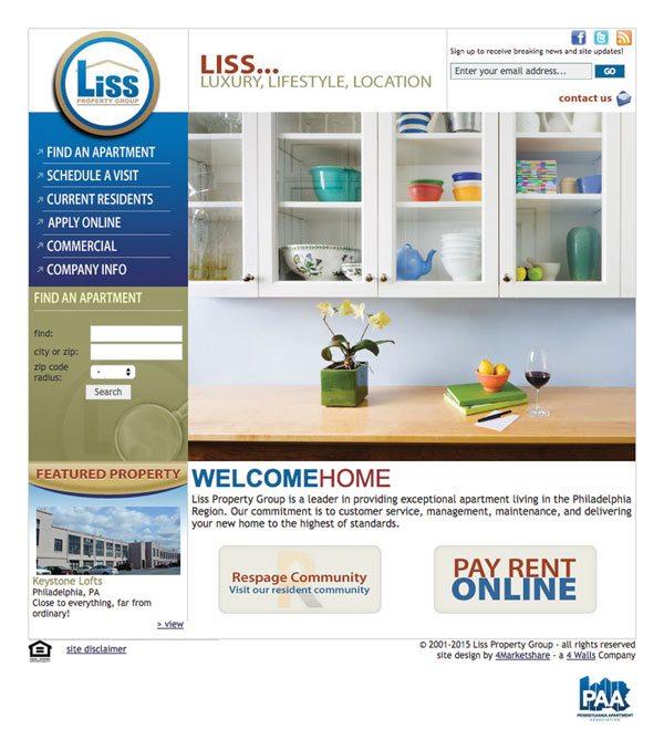 Apartment site Design Liss Prelude by Results Repeat