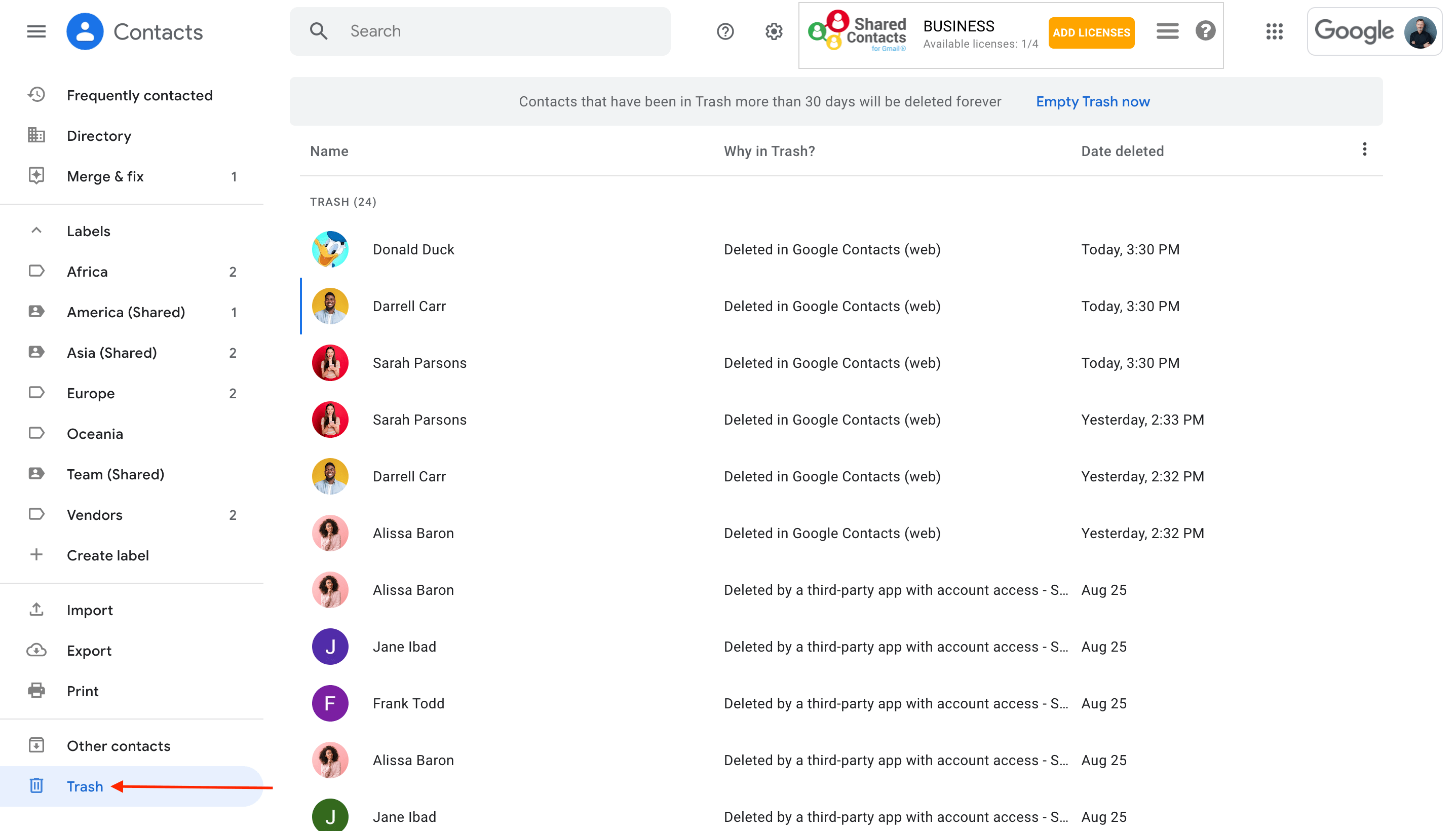 How to Restore Deleted Google Contacts in Google Contacts