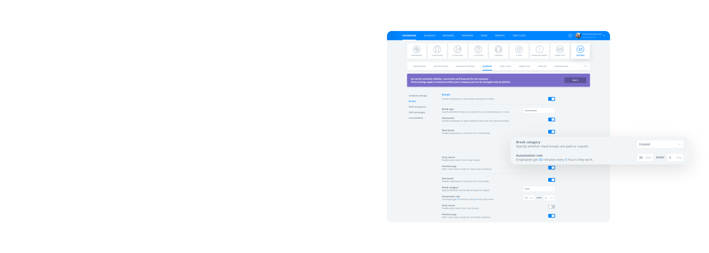 Employee Breaks and Scheduling Software Sling