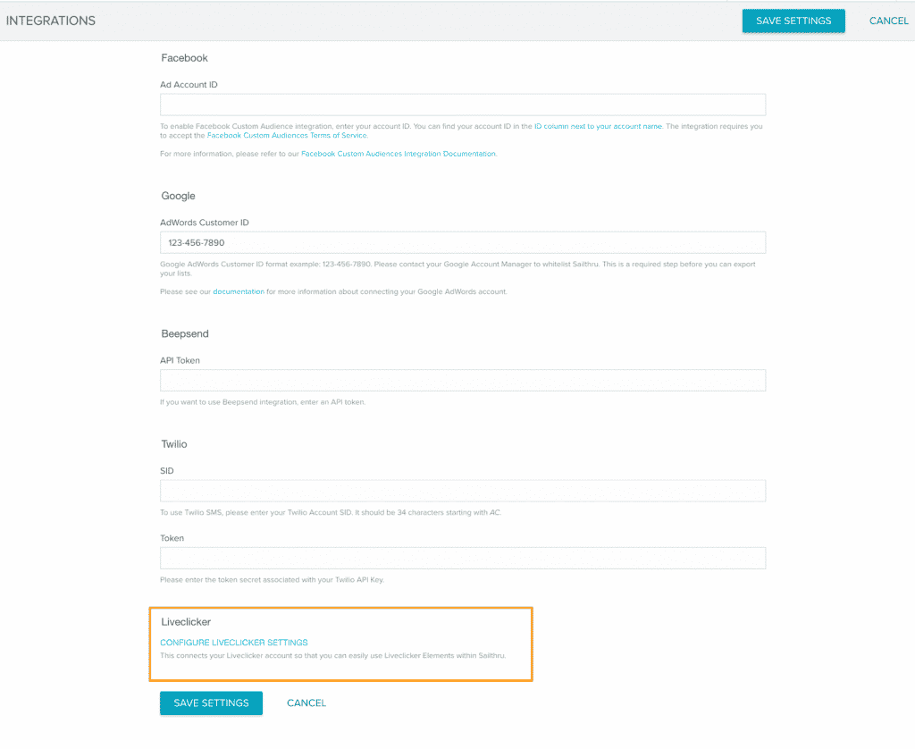 Realtime personalization powered by Liveclicker Sailthru Documentation
